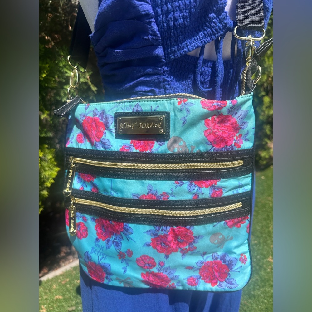 Betsey Johnson Pink and Blue Crossbody Bag with Playful Design Adjustable strap - Picture 1 of 6